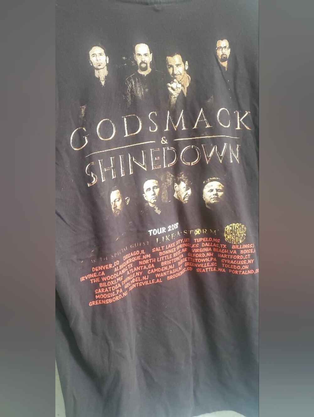 Godsmack & Shinedown Black Band T-Shirt - Picture 3 of 4
